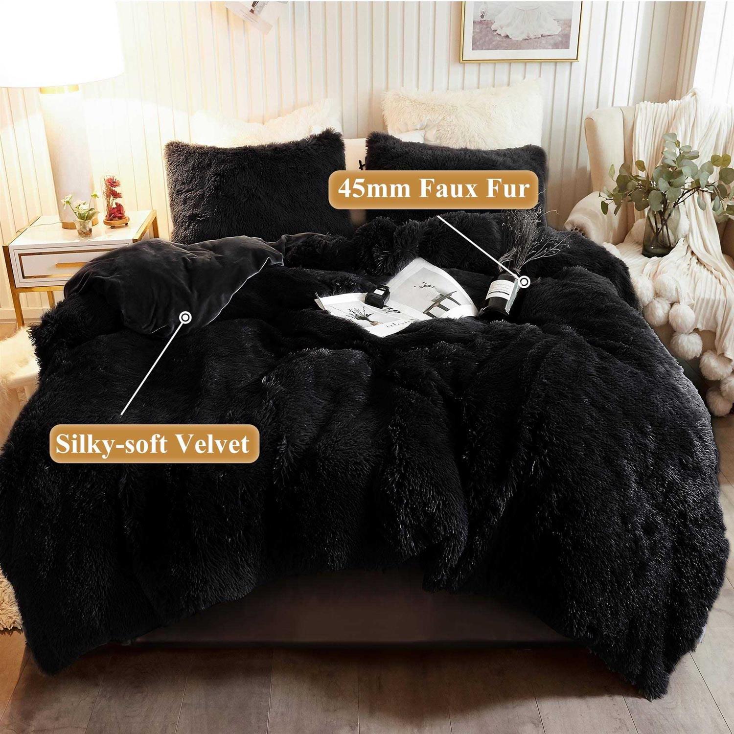 XeGe Plush Shaggy Duvet Cover Set Luxury Ultra Soft Crystal Velvet Fluffy Bedding
