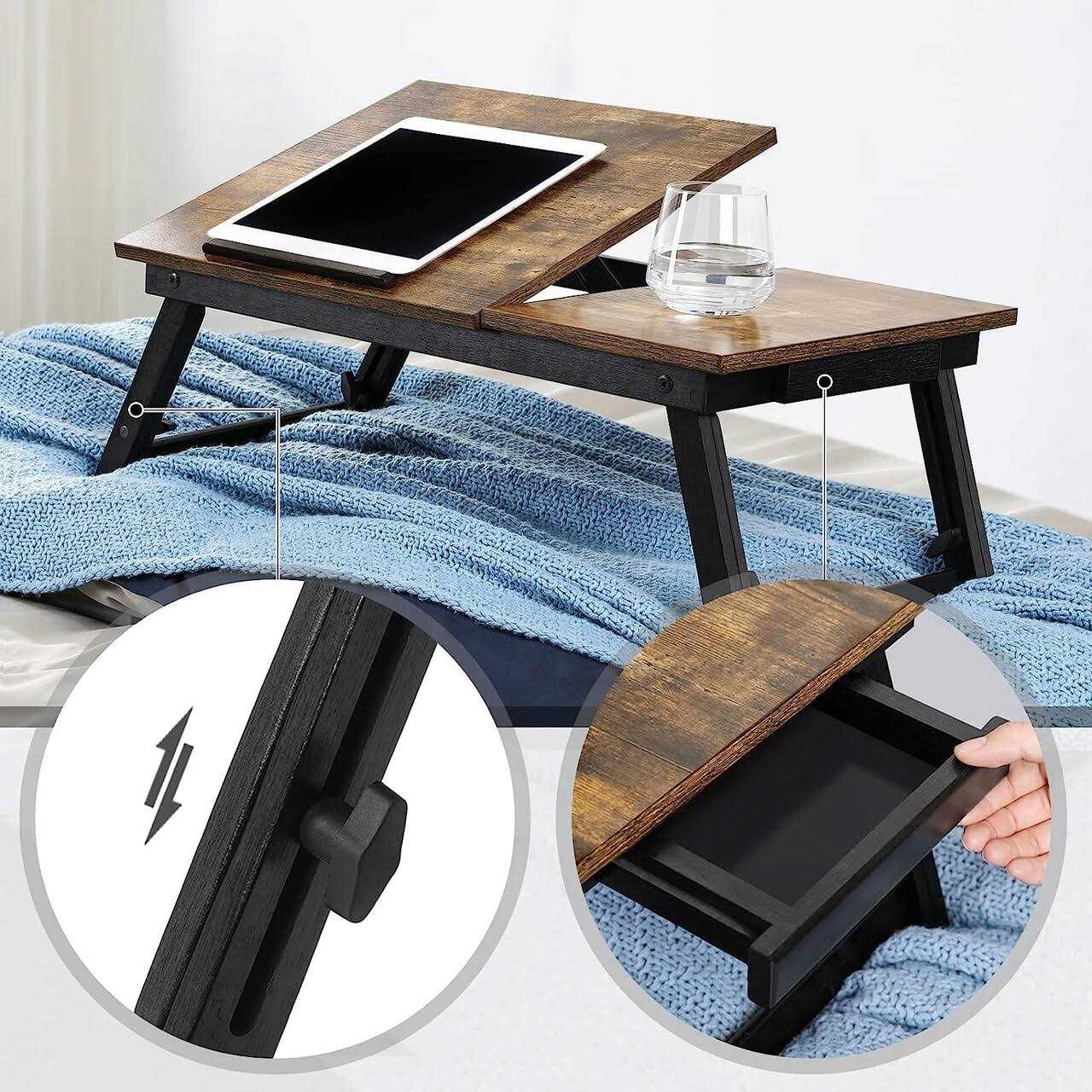 SONGMICS Laptop Desk for Bed with Adjustable Tilting Top