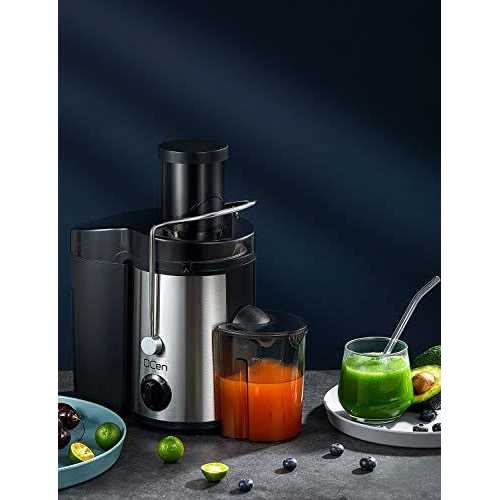 Qcen Juicer Machine 500W Centrifugal Juicer Extractor with Wide Mouth 3” Feed Chute for Fruit Vegetable