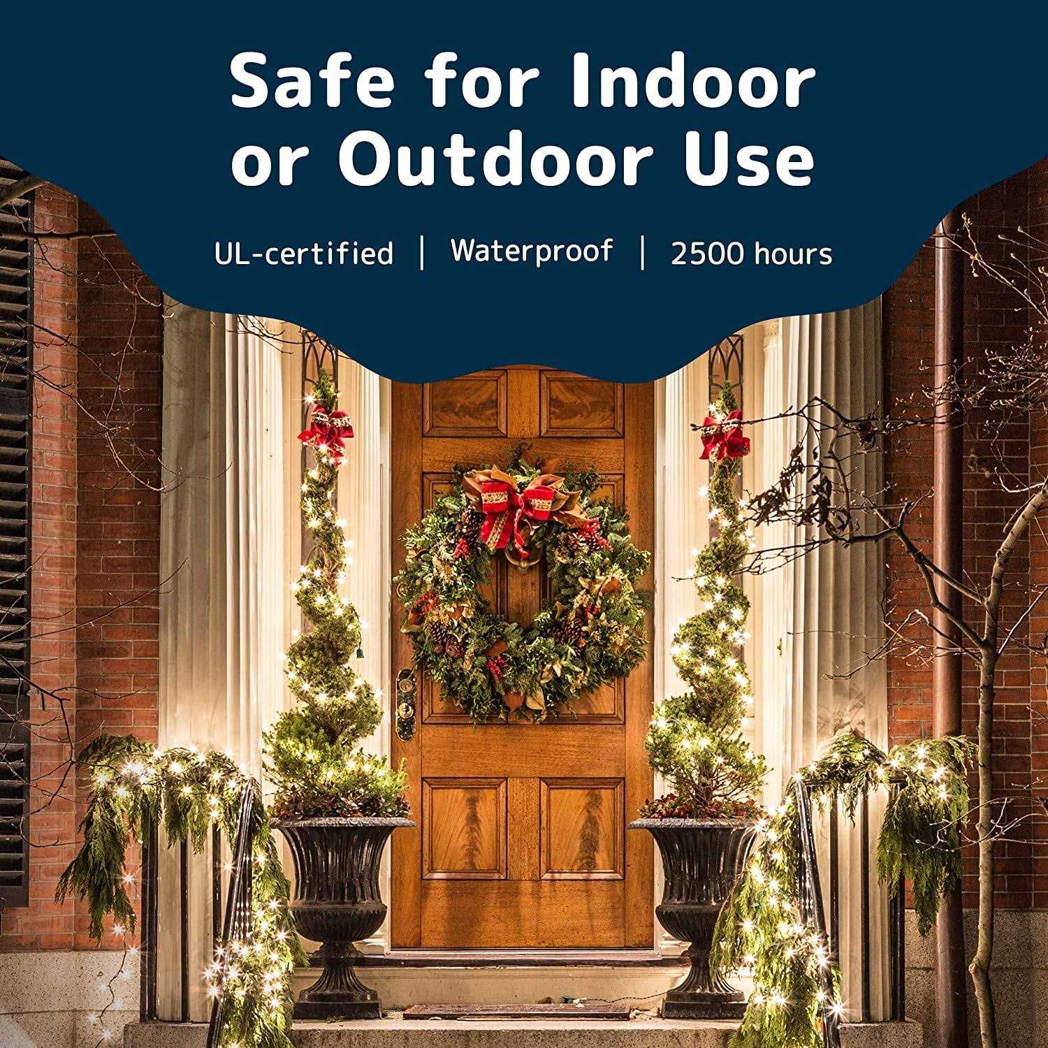 Prextex Christmas Lights Clear White Christmas Tree Lights with Green Wire