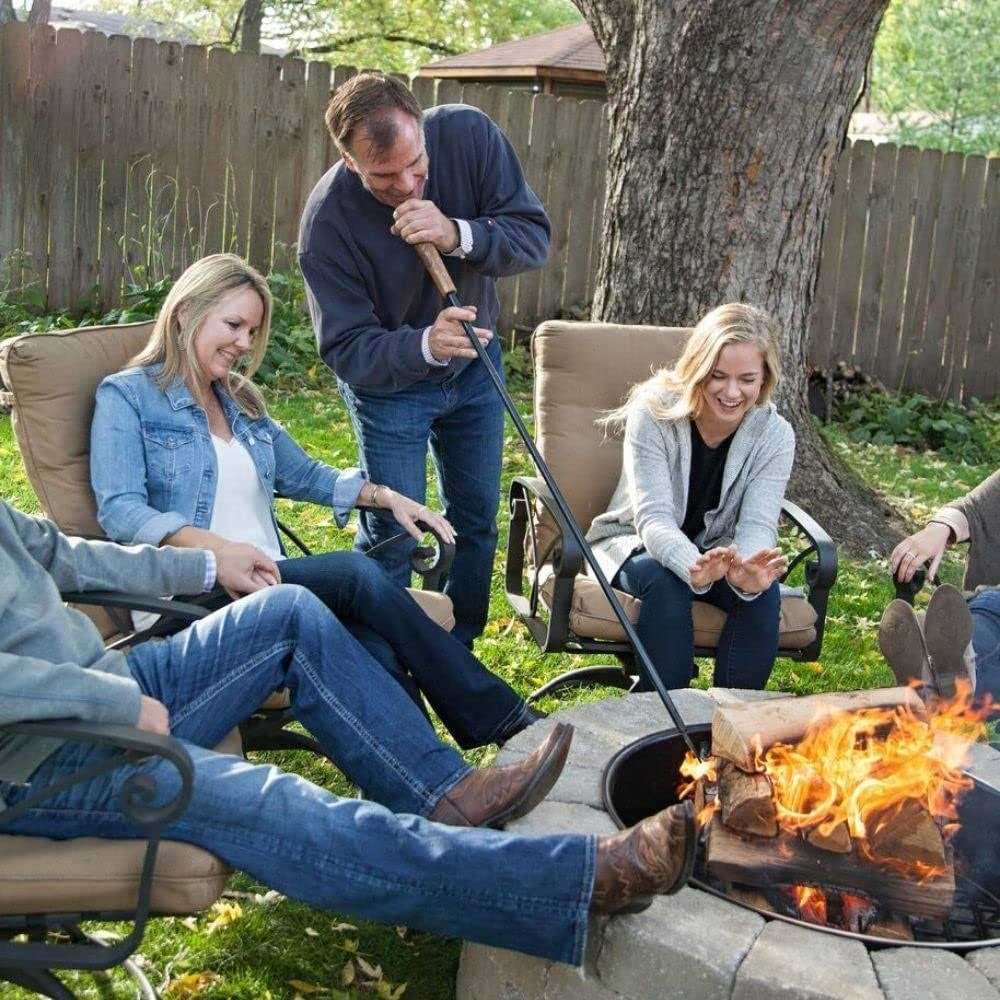Walden Backyards Fire Pit Stoker Poker High Temperature Heavy Duty Steel Blow Through Airflow Valve Firepit Stoker Tool for Outdoor Pits