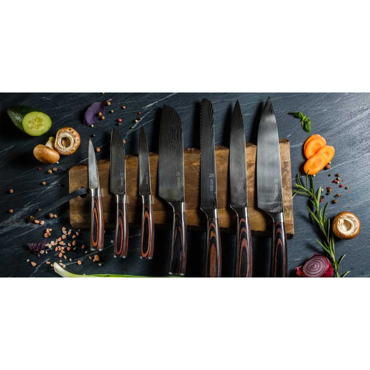 Yatoshi Knives Knives Yatoshi Knife Block Set Pro Kitchen Knife Set Ultra Sharp High Carbon Stainless Steel Number of Pieces