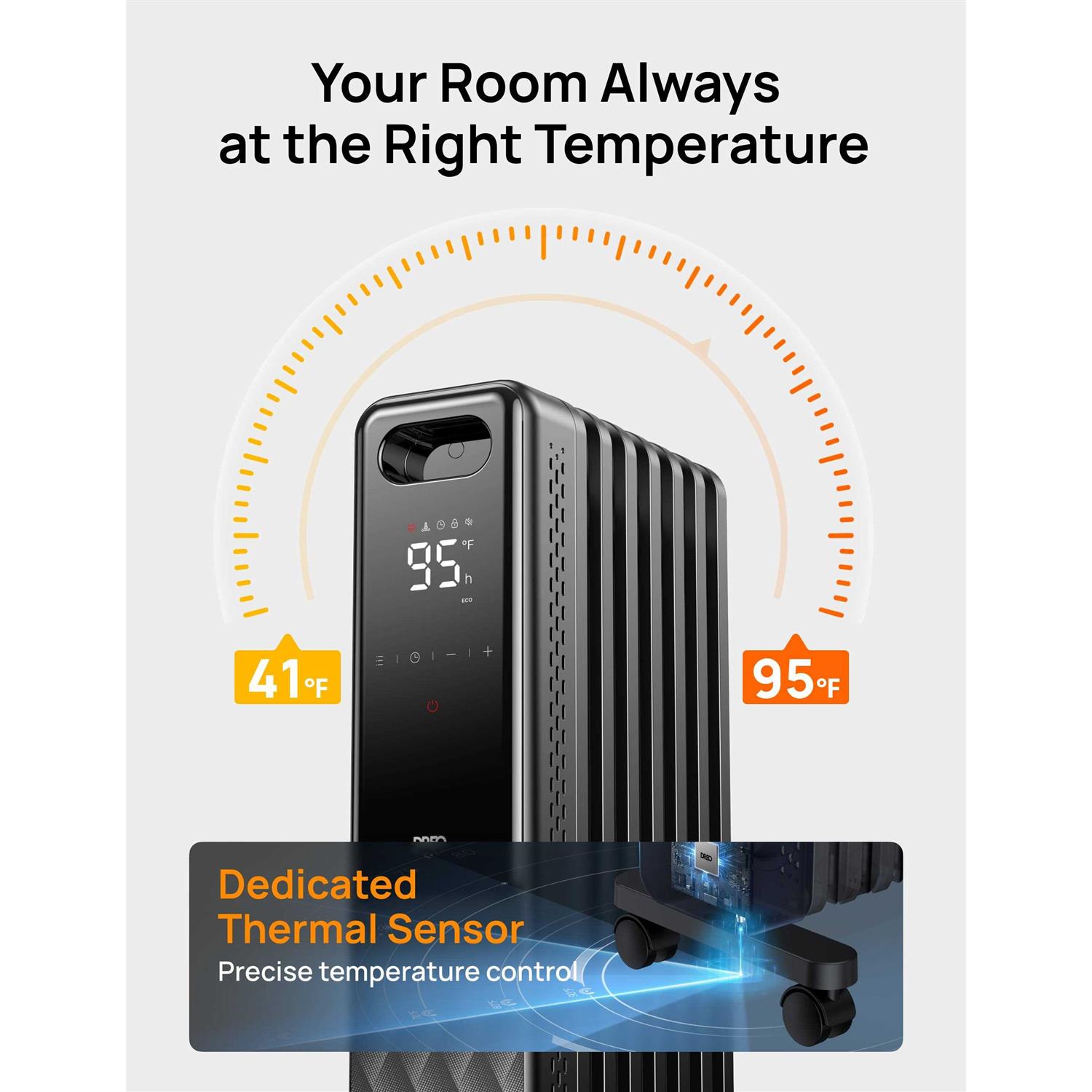 Dreo Oil Filled Radiator Electric Radiant Heaters for indoor use Large Room with Remote Control