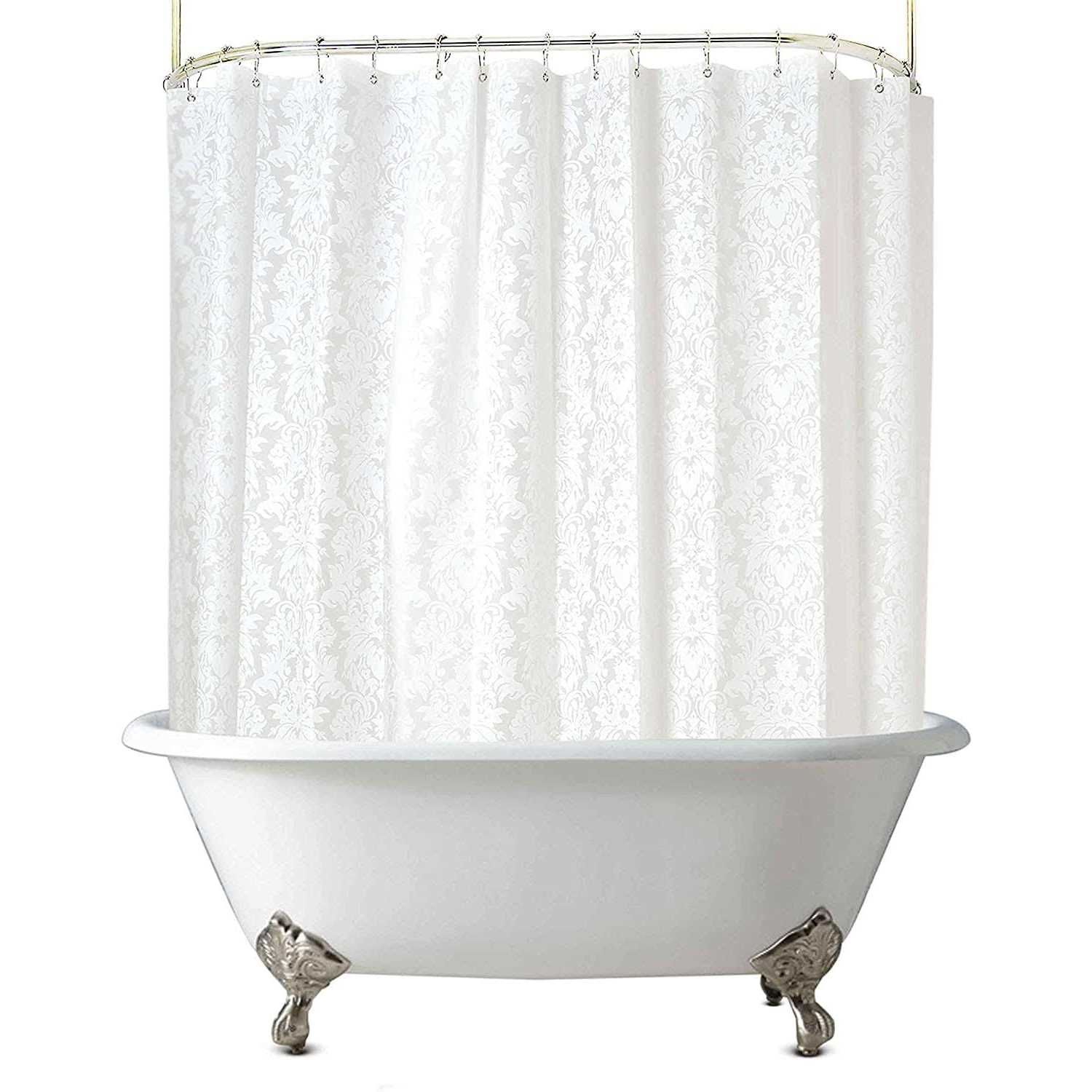 D&m Clawfoot Tub Shower Curtain Floral Damask Liner All Around Extra Wide 180×70