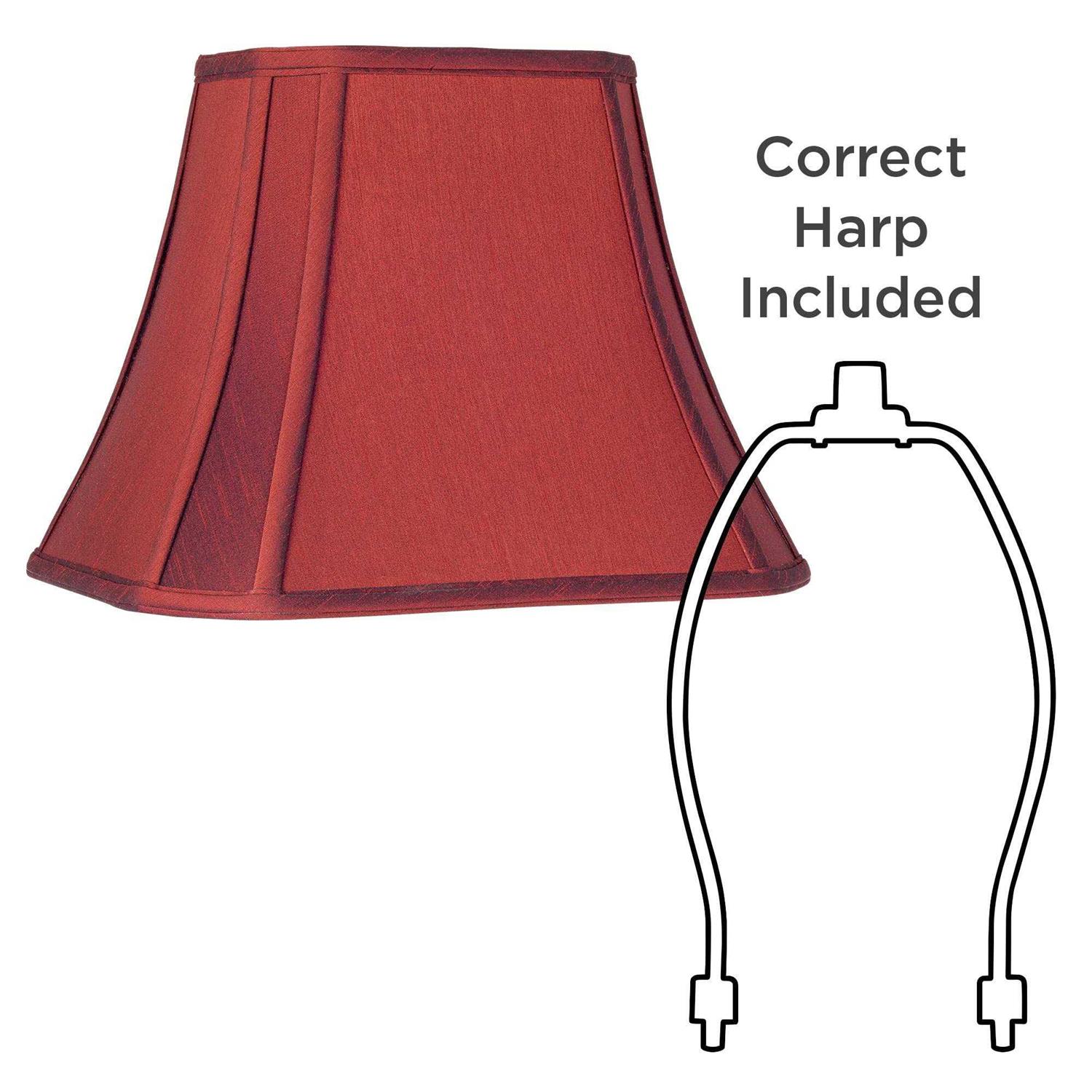 Springcrest Set of 2 Cut-Corner Rectangular Lamp Shades Red Medium 8 Wide x 6 Deep at Top and 14 Wide x 11 Deep at Bottom and 11 High Spider 693X7