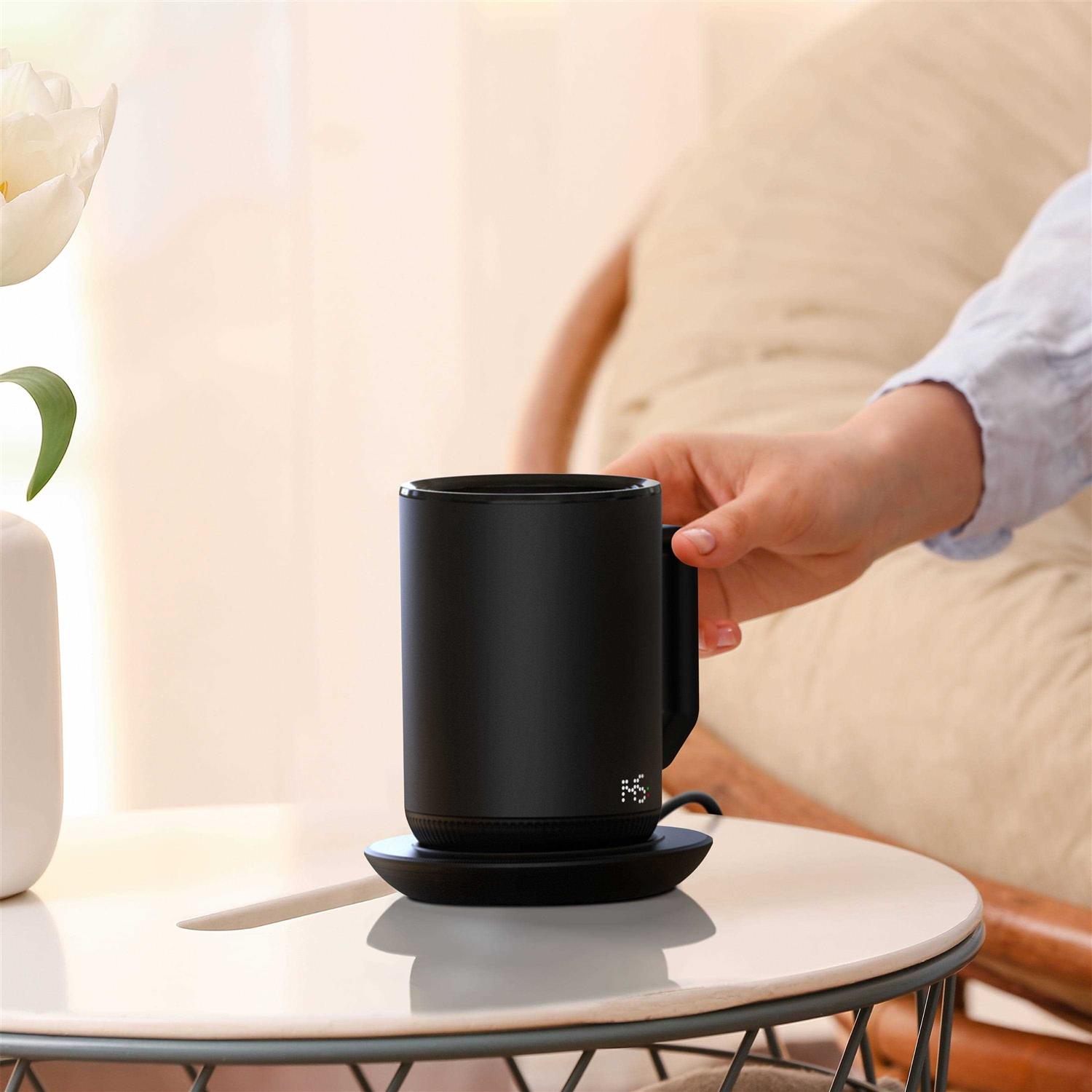 Ionmug Stainless Steel Self Heating Coffee Mug with Lid & Charging Coaster