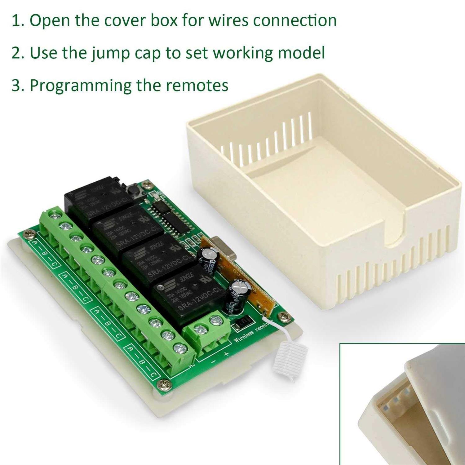 12V Relay Remote Switch Wireless RF Remote Control Switch 4 Channel Relay Module 433Mhz Transmitter Receiver Kit Universal Remote Controller