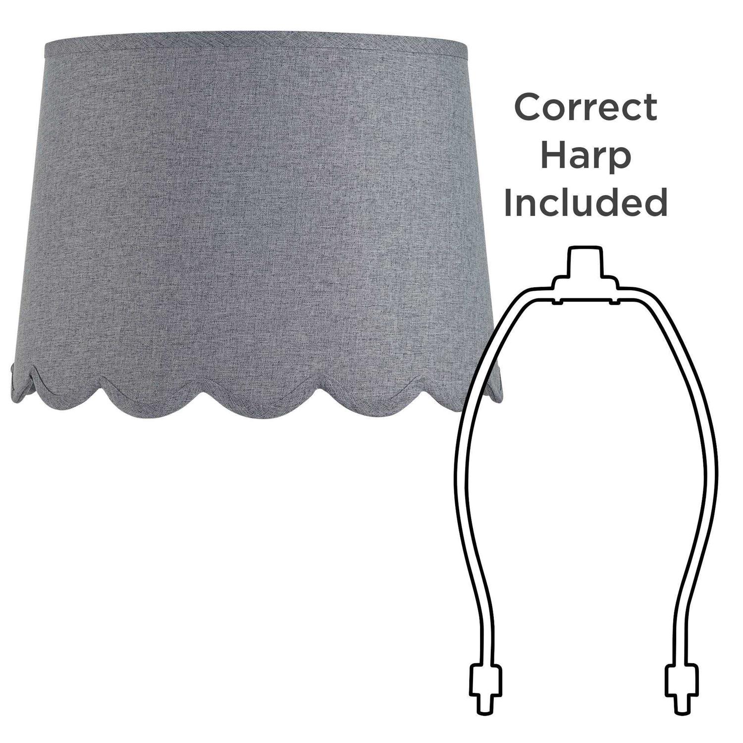 Springcrest Hardback Scallop Bottom Empire Lamp Shade Medium Top x Bottom x High Spider with Replacement Harp and Finial