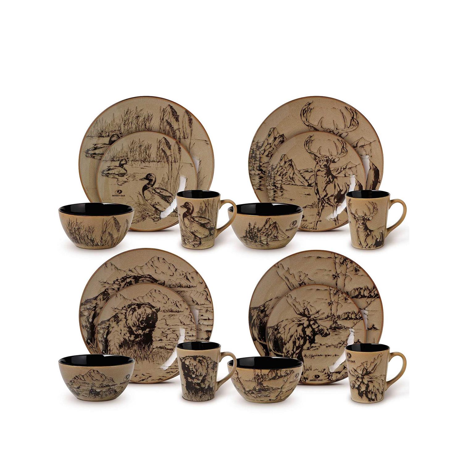 Mossy Oak Animal Print 16 Piece Dinnerware Set