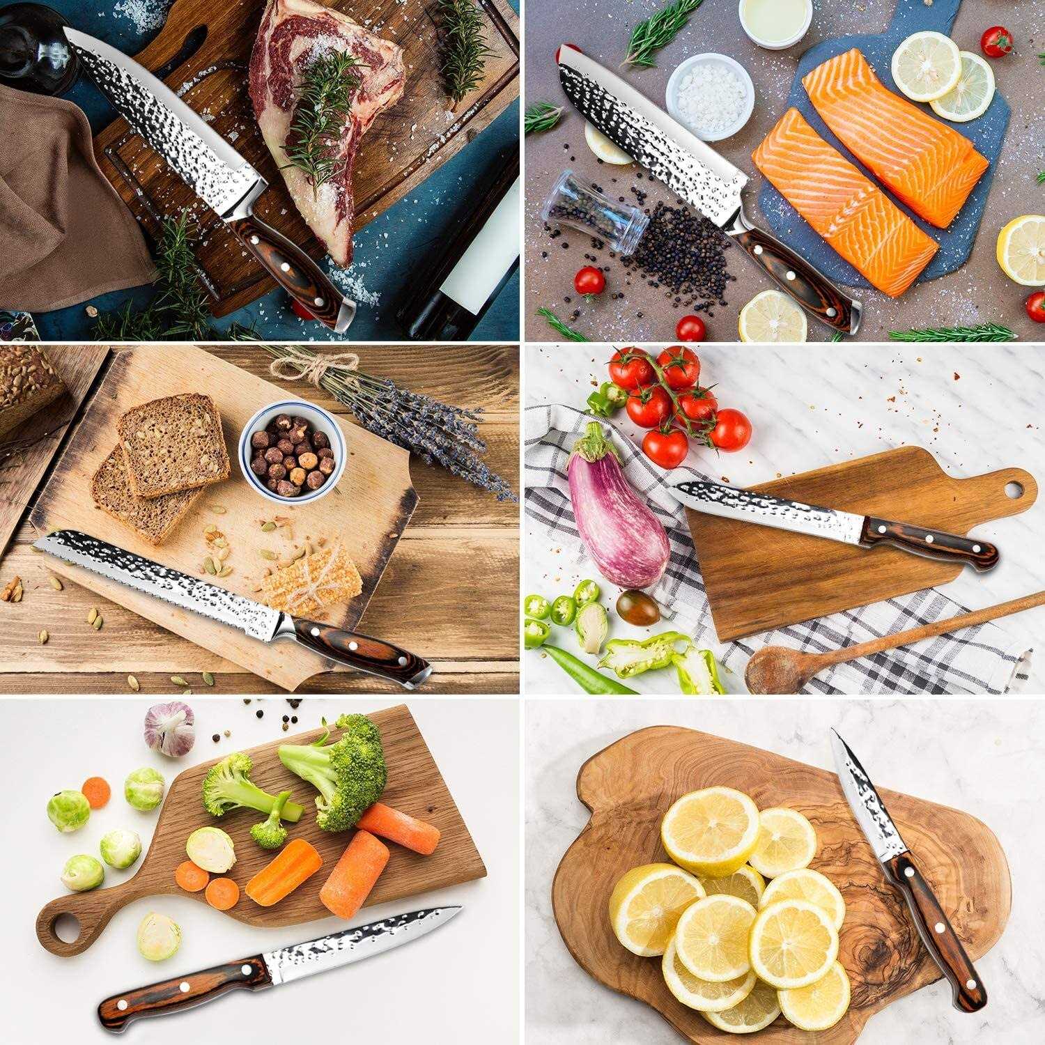 Knife Sets, 15-Piece Japanese Knife Set Kitchen Knife Set with Block Wooden, Hobo Chef Knife Set with Sharpener, Japan High Carbon Stainless Steel KN
