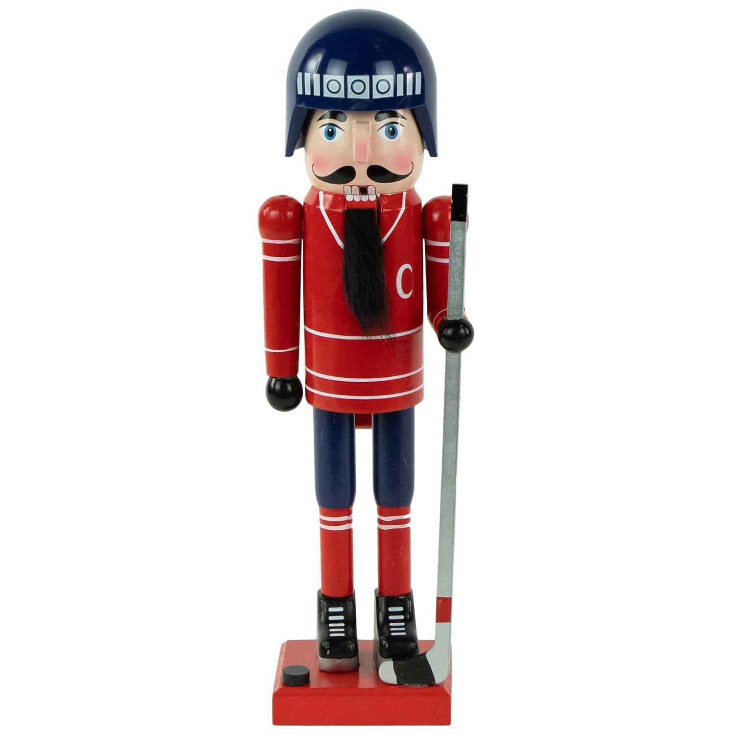 Northlight 14 Blue and Red Wooden Christmas Ice Hockey Player Nutcracker