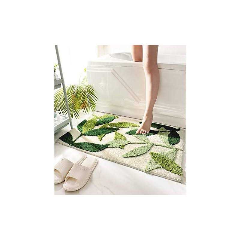 Zgxl Green Leaves Bath Mats Bathroom Rugs Non-slip Soft Microfiber Absorbent Mac