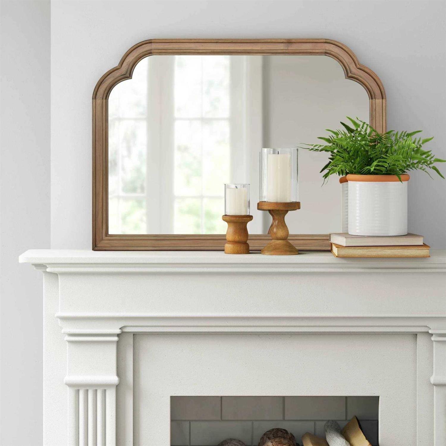 Threshold 36 x 26 French Country Mantle Wood Mirror Natural