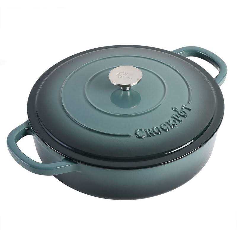 Crock Pot Artisan Enameled 5 Quart Cast Iron Round Braiser Pan Lid