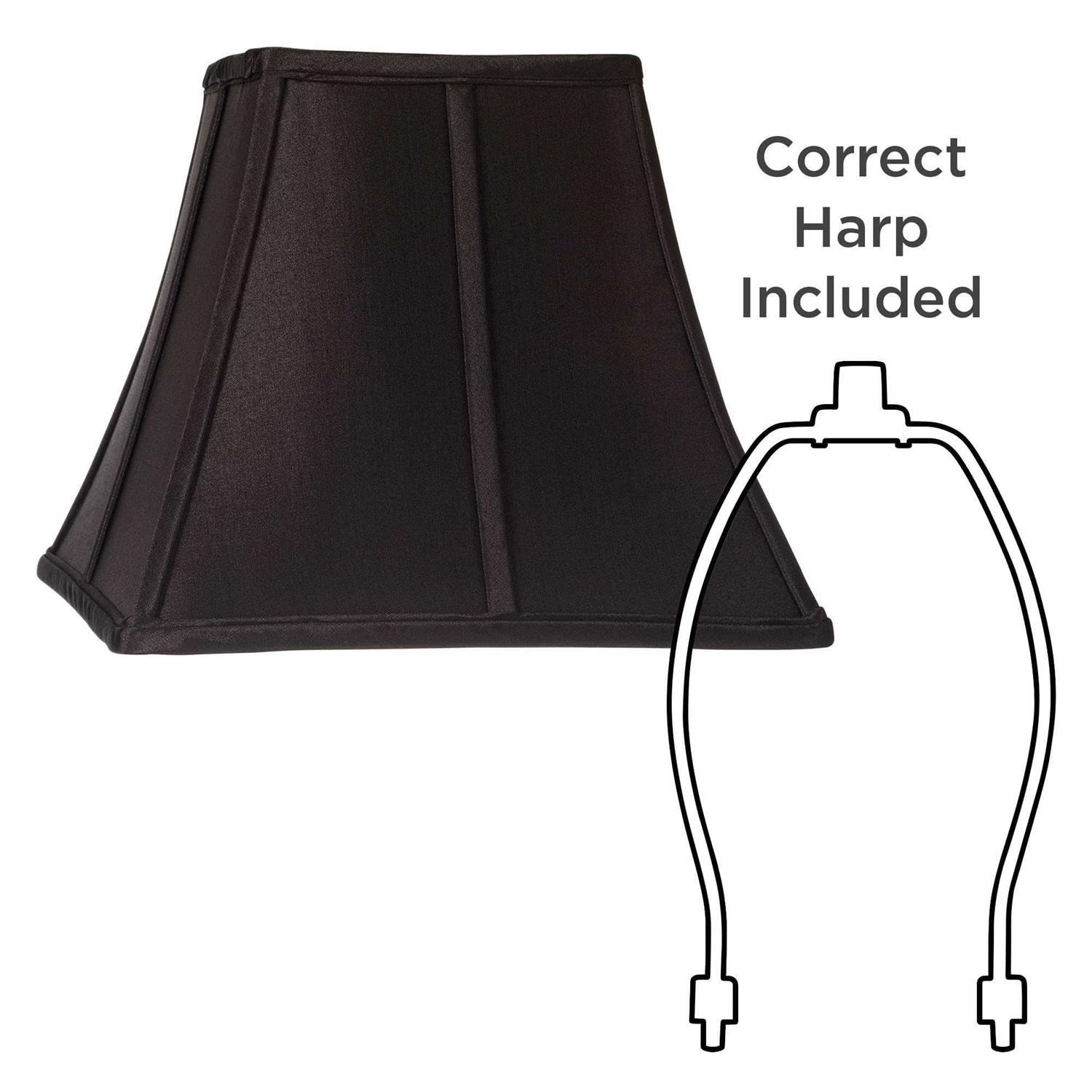 Springcrest Set of 2 Square Lamp Shades Black Small 6 Top x 11 Bottom x 9.75 High Spider Replacement Harp and Finial Fitting