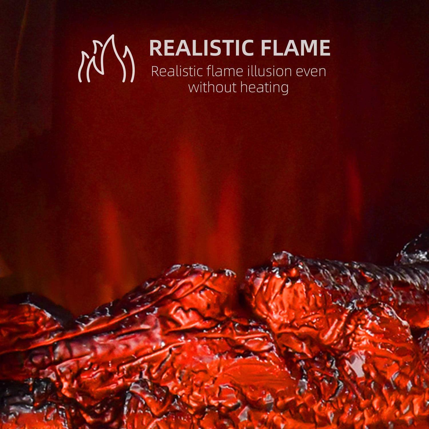 HOMCOM Electric Fireplace Heater, Fireplace Stove with Realistic LED Flames and Logs