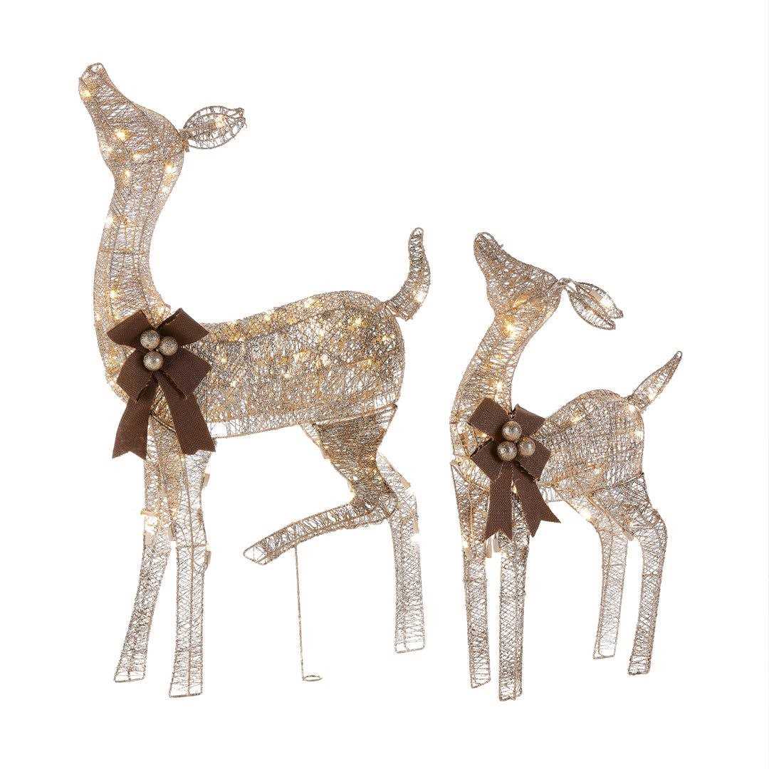Three Posts™ Fawn and Doe Decoration Figurine Lighted Display Set