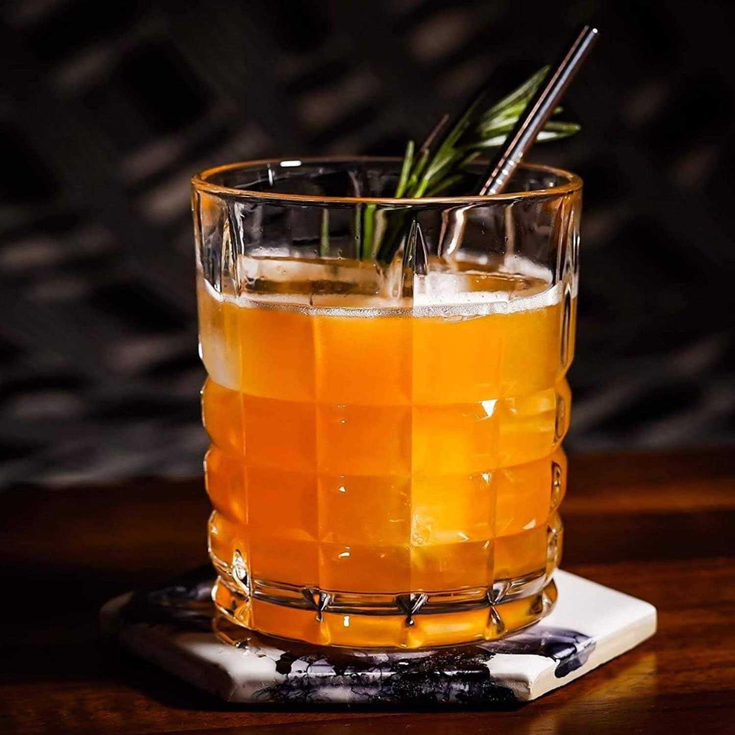 Deecoo Whiskey Glasses-Premium 10 11 OZ Scotch Glasses Set of 6 /Old Fashioned Whiskey Glasses/Style Glassware for Bourbon/Rum Glasses/Bar Tumbler