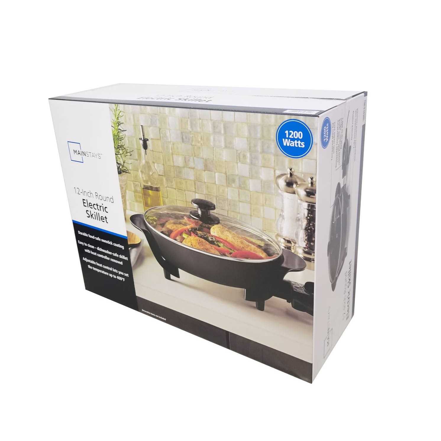 Mainstays Round Nonstick Electric Skillet with Glass Cover