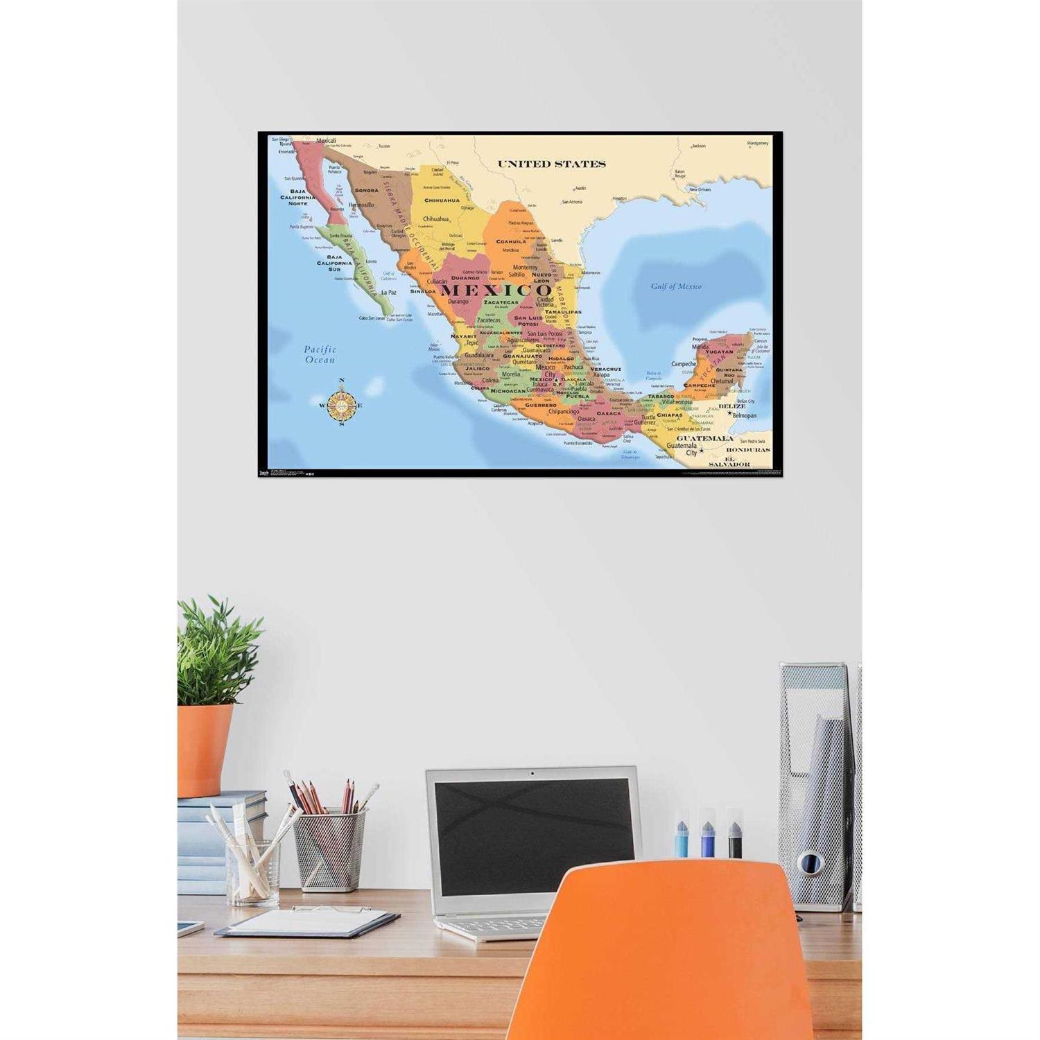 Trends International Map Mexico Wall Poster