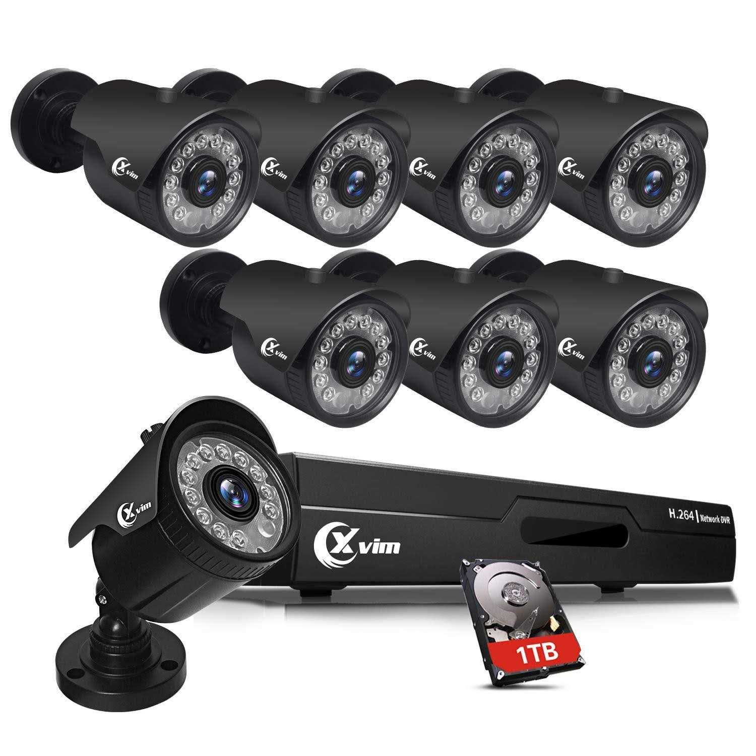 Xvim 8CH 1080p Wired Security Camera System with 1TB Hard Drive 8pcs Hd Outdoor Home Surveillance Cameras Night Vision Remote Access Motion Alert