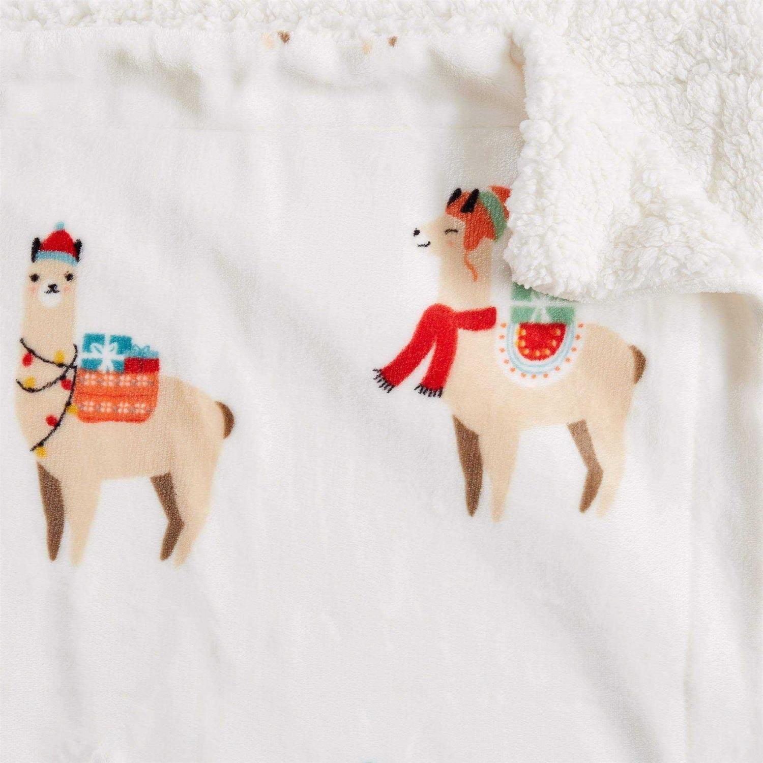 Great Bay Home Velvet Plush Sherpa Warm and Cozy Holiday Throw