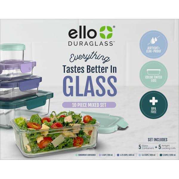 Ello Duraglass Glass Containers & Plastic Lids