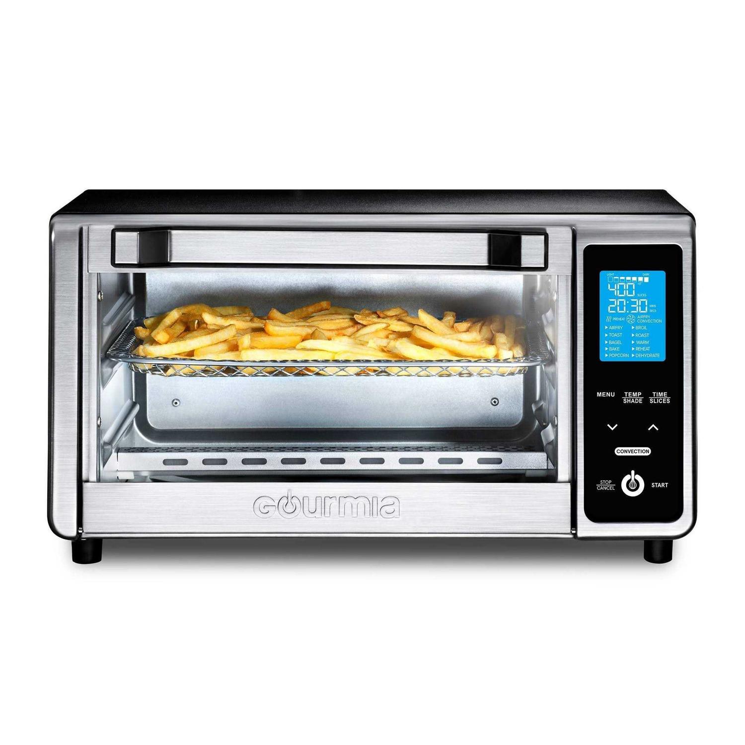 New Gourmia Digital 4-Slice Toaster Oven Air Fryer with 11 Cooking Functions Stainless Steel