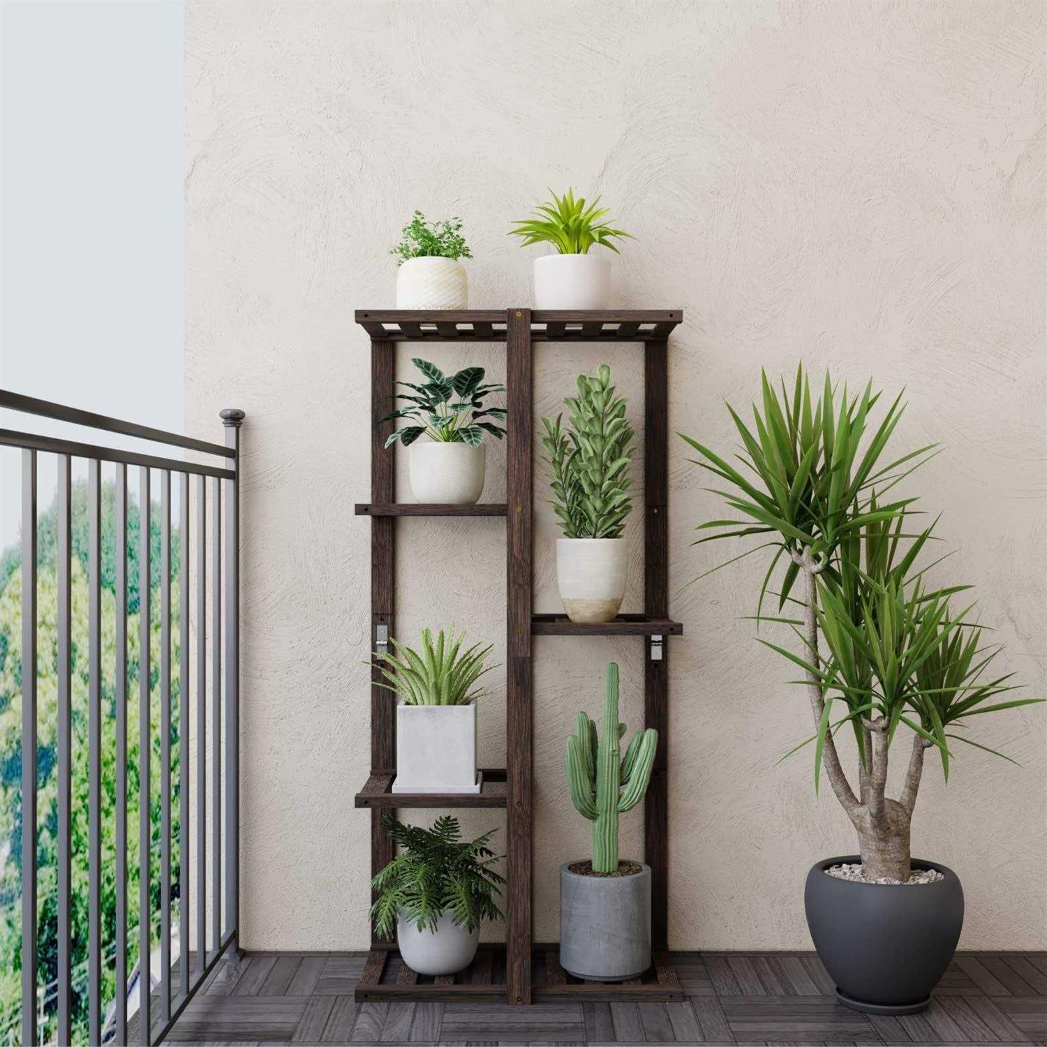 Chuuya Plant Stand,Bamboo Plant Shelf Indoor Outdoor