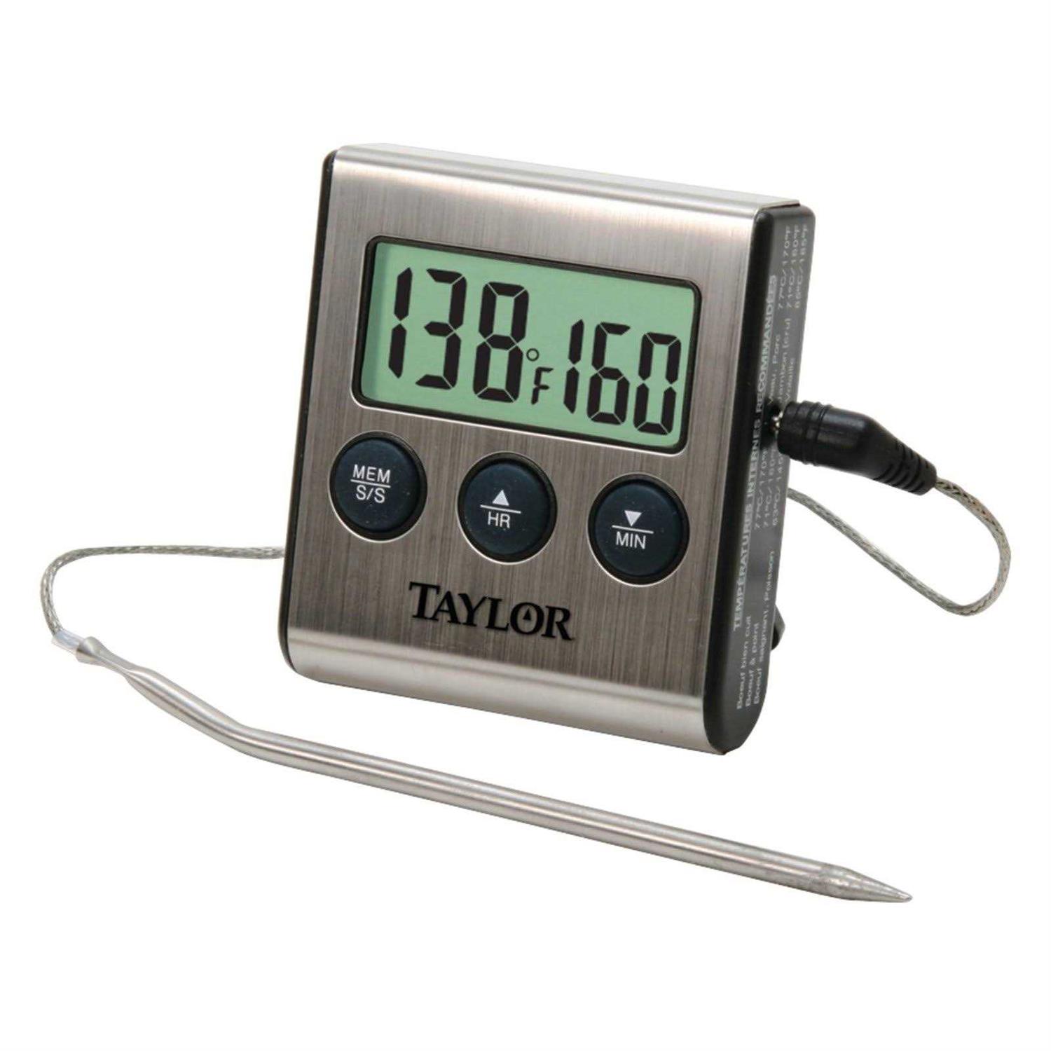 Taylor Digital Wired Probe Programmable Meat Thermometer with Timer