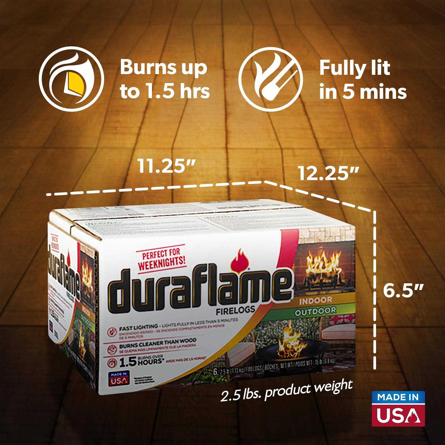 Duraflame 2.5lb 1.5-hr Firelog, 6 Pack