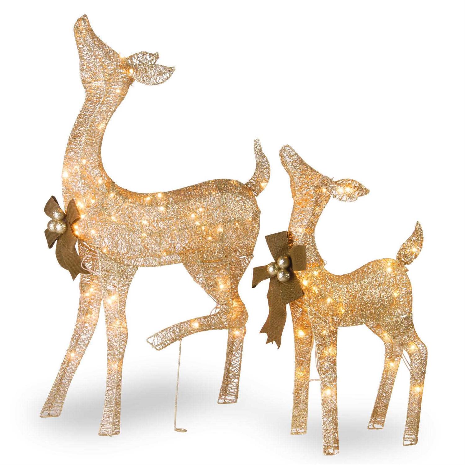 Three Posts™ Fawn and Doe Decoration Figurine Lighted Display Set