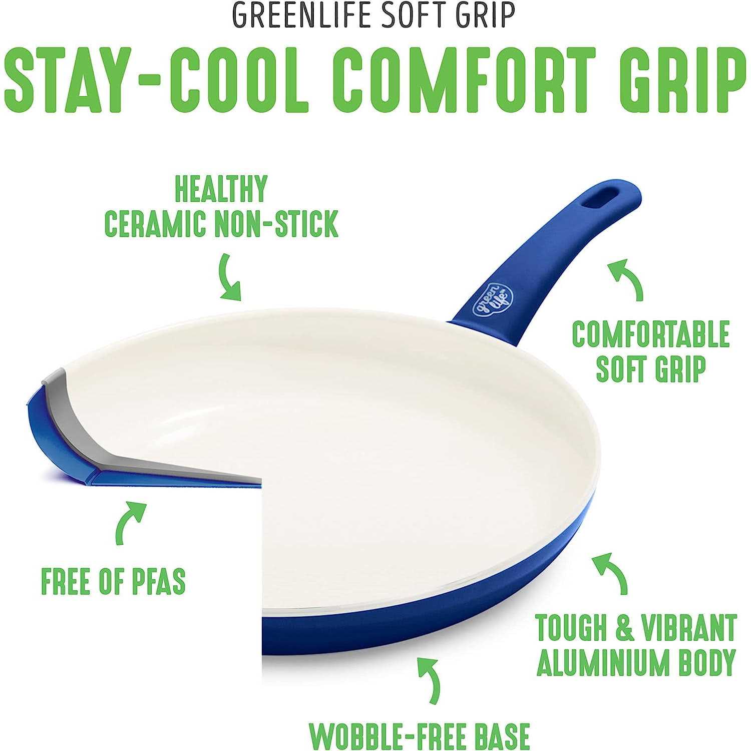 Greenlife Soft Grip 16 Piece Ceramic Non-Stick Cookware Set