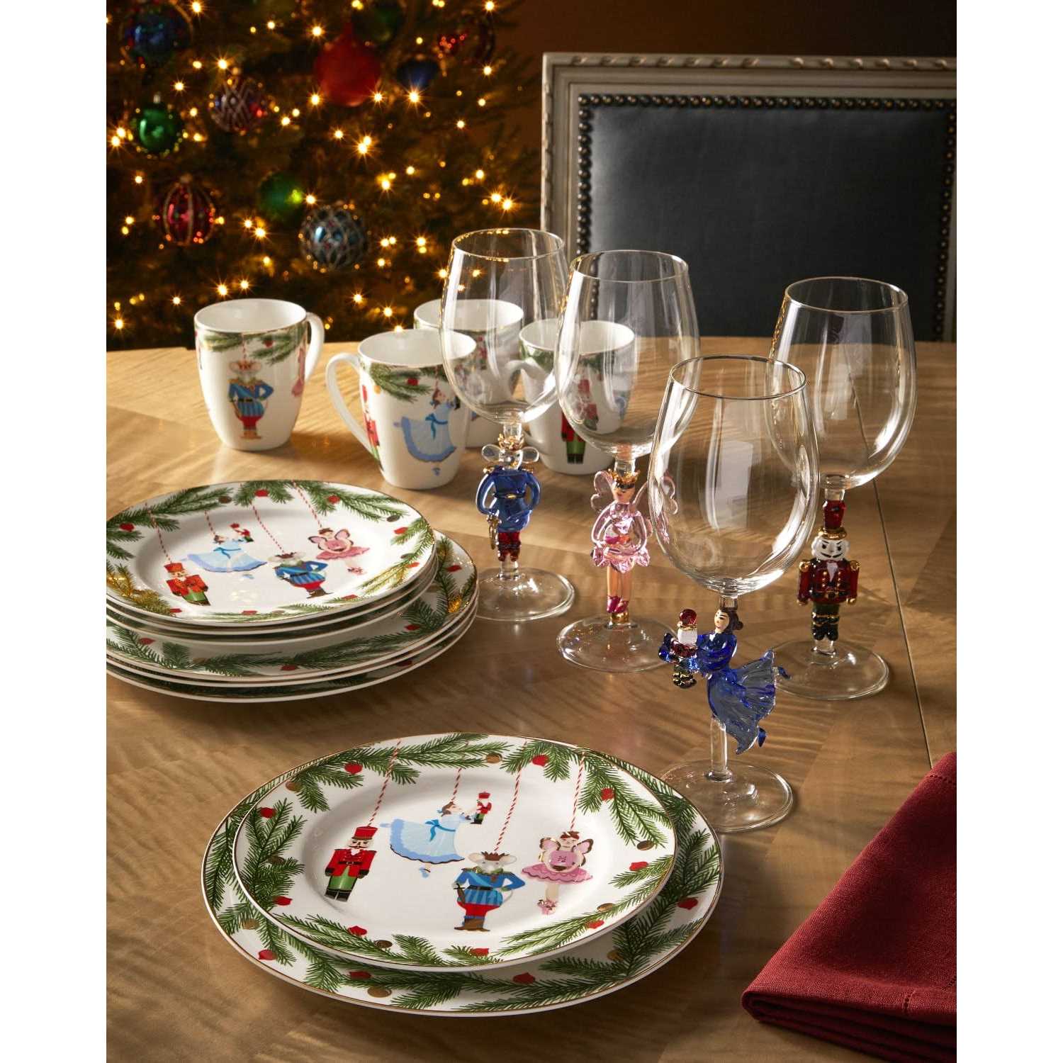 Neiman Marcus Christmas Nutcracker Suite Wine Glasses