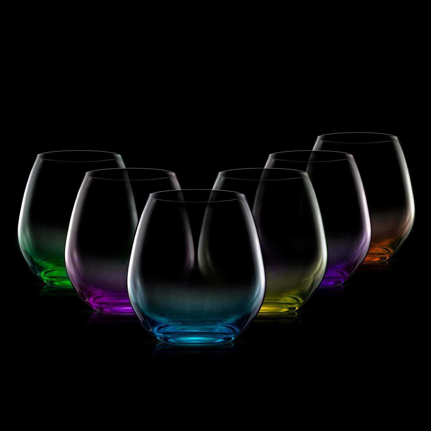 JoyJolt Hue Set of 6 Stemless Wine Glasses