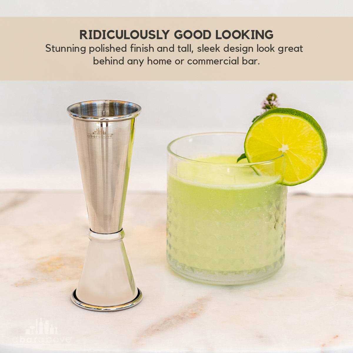 A Bar Above Premium Japanese Jigger with 8 Measurements Inside