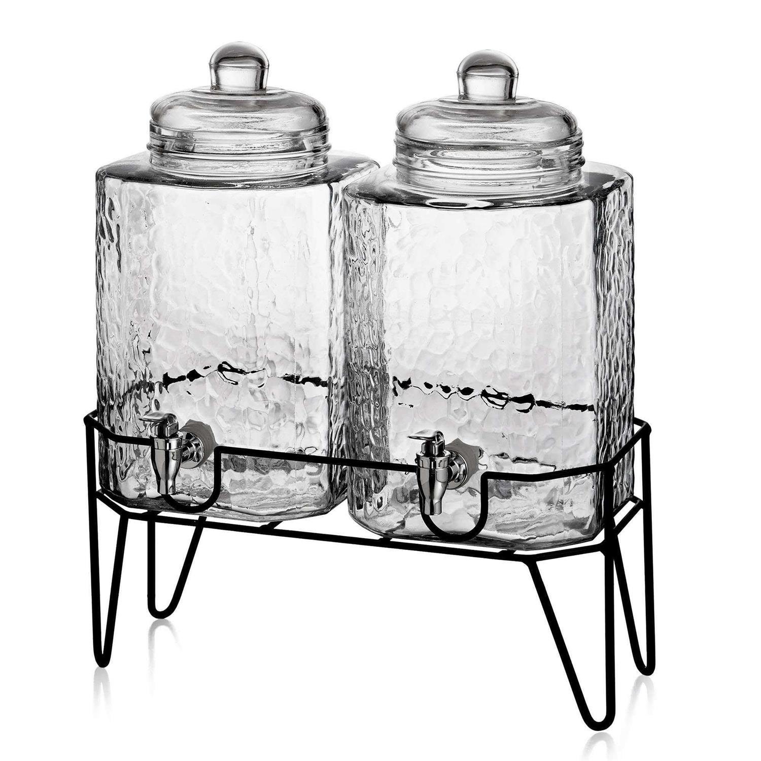 Style Setter Hamburg Glass Beverage Dispensers with Stand