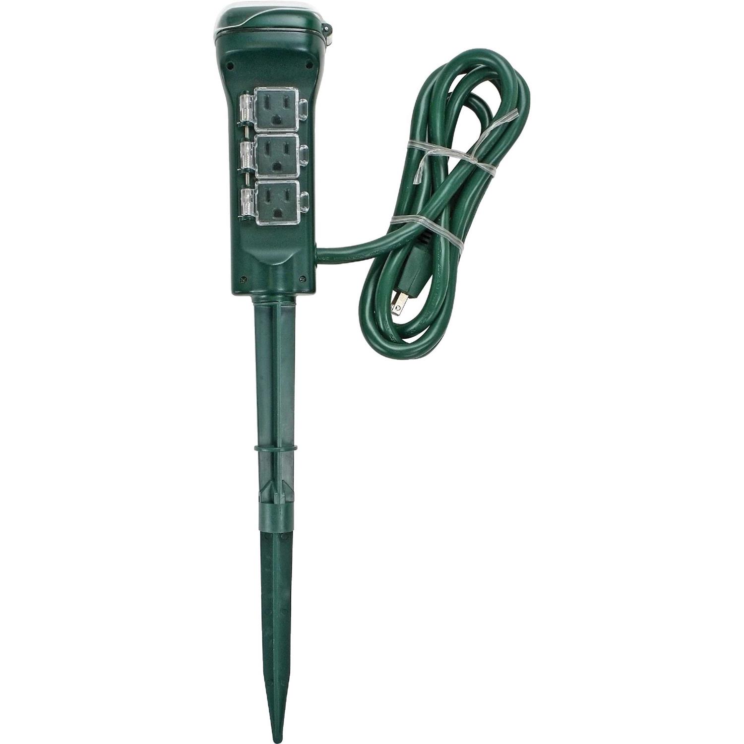 Prime 6 Outlet Photocell Power Stake Timer Outdoor 125 V Green TNCDTSTK6-RC