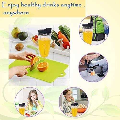 ABTER Replacement 24oz Nutri Ninja Blender Cup with Sip & Seal Lid For BL450 BL456 BL480 BL482 BL640 BL642 BL682 BN401 BN751 BN801 Foodi SS101 SS151