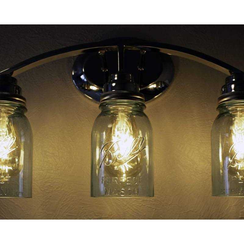 Mason Jar Lifestyle Open Bottom Mason Jar Glass Shade with 1-5/8-Inch Fitter Opening Lighting Lid