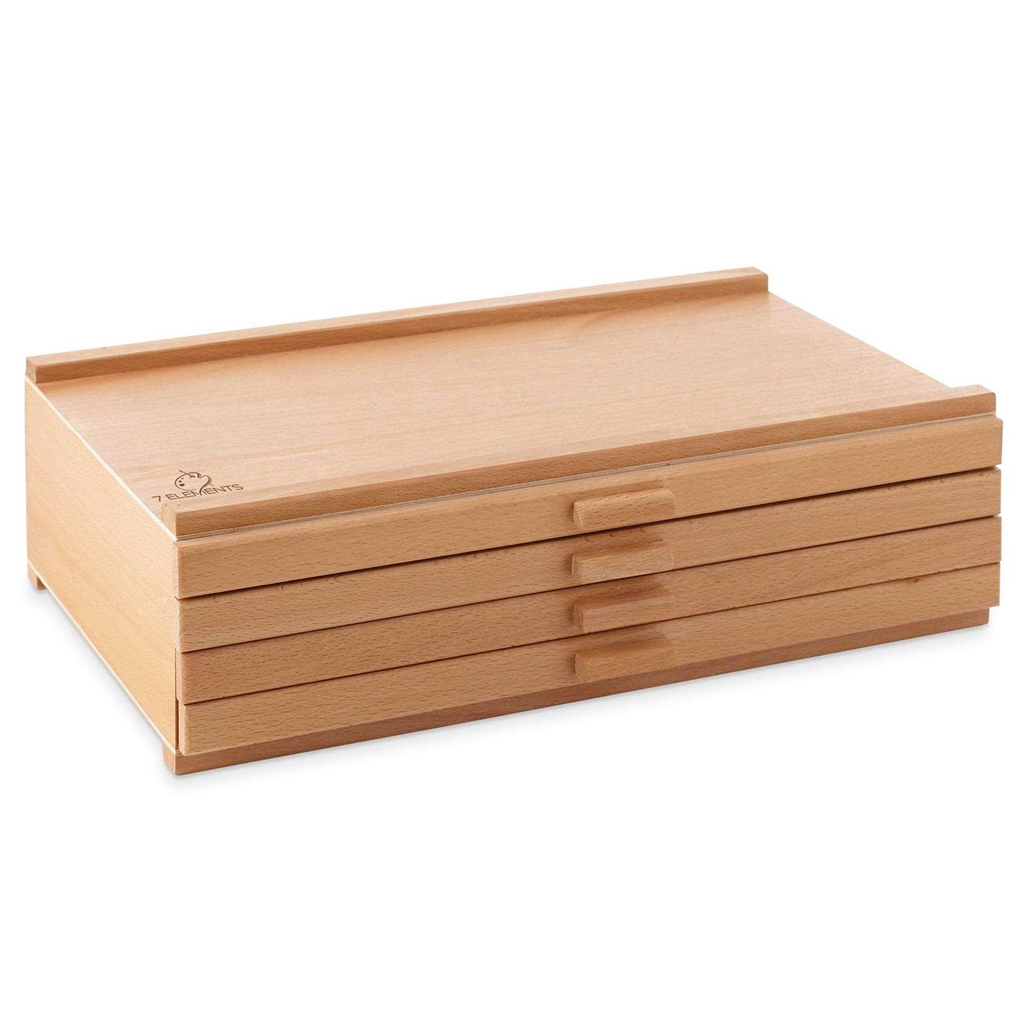 7 Elements 6 Drawer Wooden Artist Storage Supply Box for Pastels, Pencils, Pens, Markers, Brushes and Tools