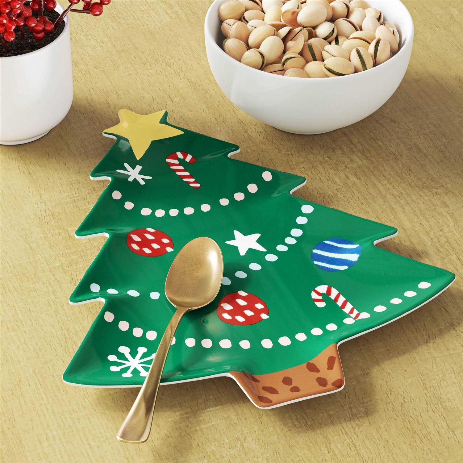 Wondershop 9.38 Christmas Melamine Tree Appetizer Plate Green