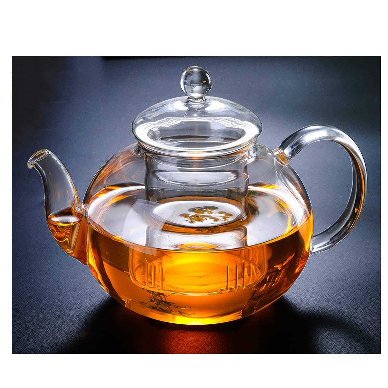 Muerlamo Glass Teapot Stovetop Safe Clear Teapot with Removable Infuser, Loose Leaf and Blooming Tea Maker