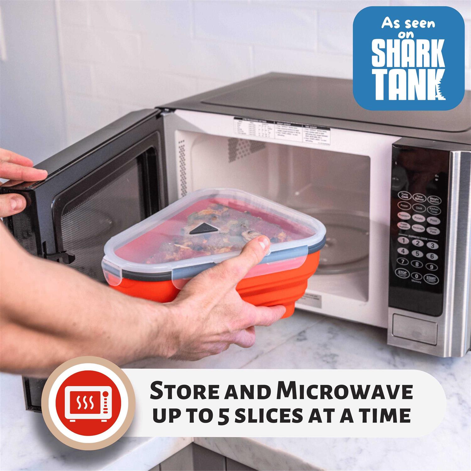 Pizza Pack The Perfect Reusable Pizza Storage Container with 5 Microwavable Serving Trays