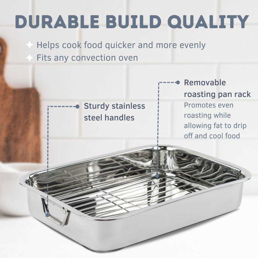 Lexi Home 16 in. Classic Stainless Steel Roasting Pan with Roasting Rack