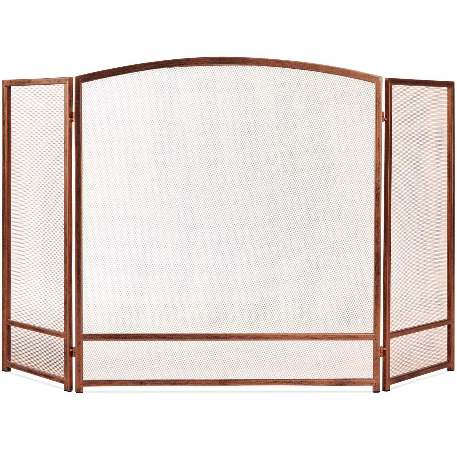 Best Choice Products 54.25×30.25in 3-Panel Steel Mesh Fireplace Screen