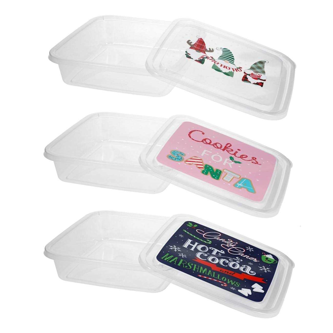 Christmas House(R) Christmas-Themed Square Plastic Containers