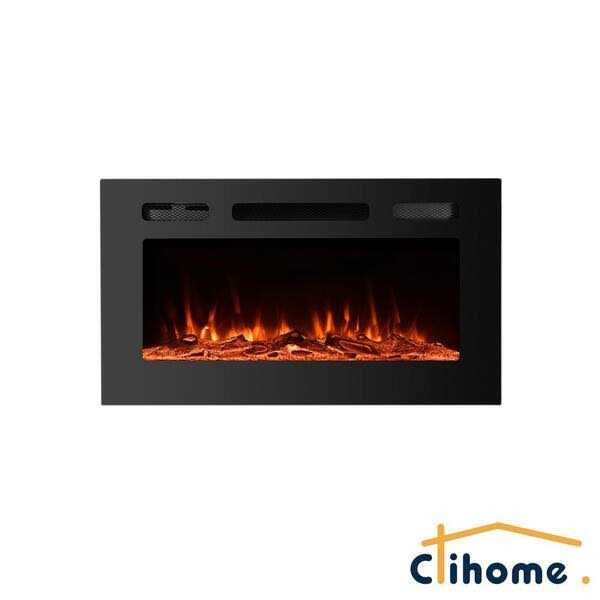 Clihome 30 in. Classic Built-in or Wall-Mounted Direct Vent Electric Fireplace Insert