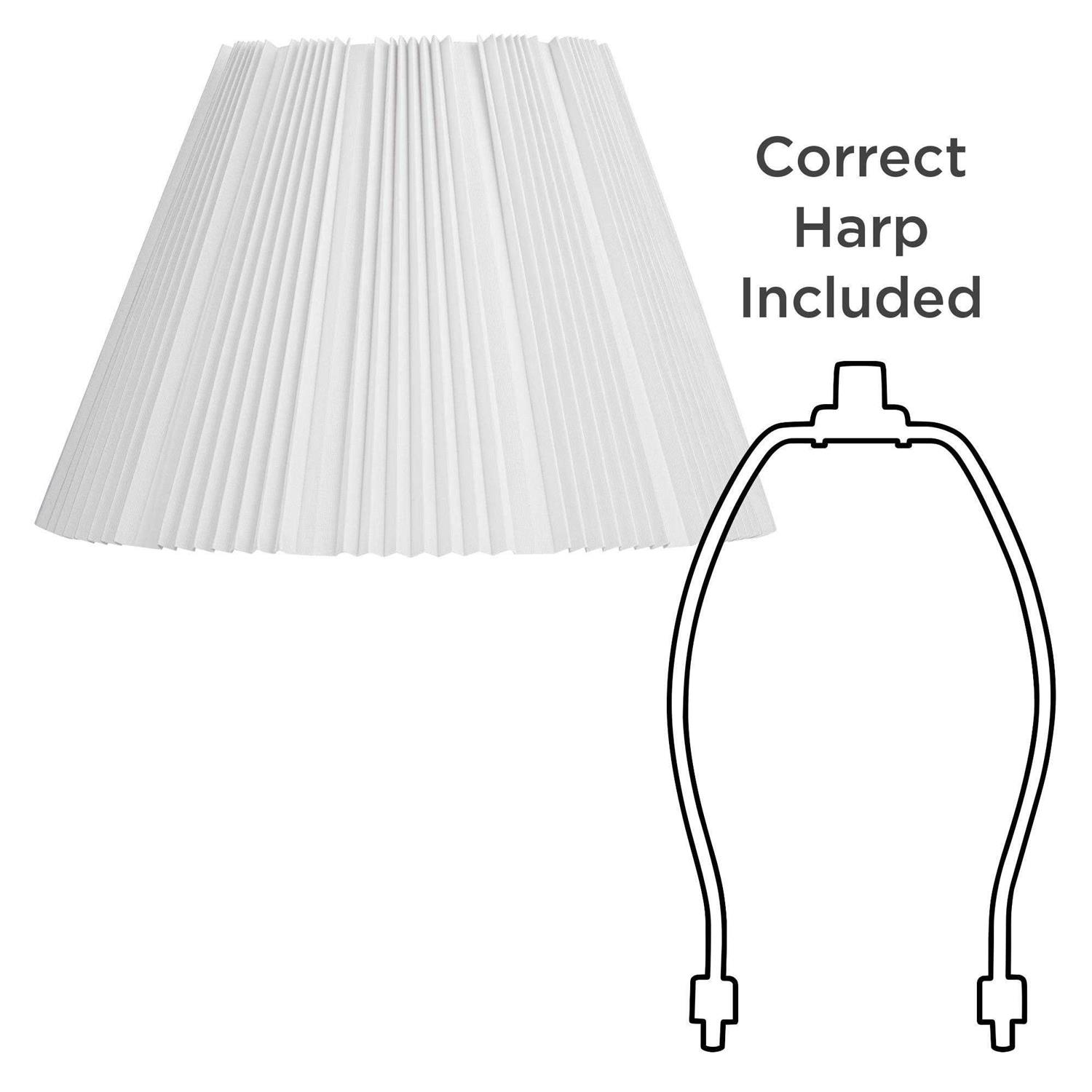 Springcrest Collection Hardback Knife Pleated Empire Lamp Shade White Large Top x Bottom x Slant Spider with Harp and Finial