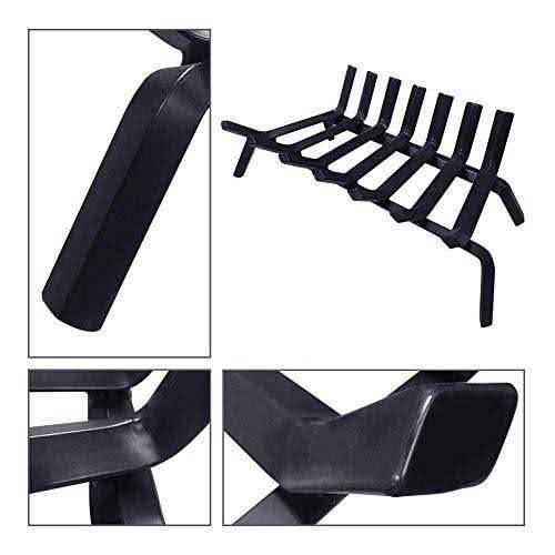 Amagabeli GARDEN & HOME Black Wrought Iron Fireplace Log Grate Wide Heavy Duty Solid Steel Indoor Chimney Hearth Bar Fire